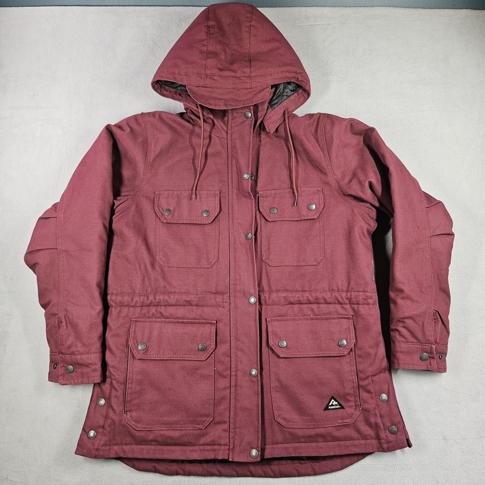Ridgecut Flannel Lined Canvas Jacket Womens Medium Purple Removable Hood Chore